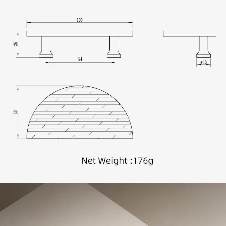 Dooroom Möbelgriffe aus massivem Messing, Retro-Textur-Design, halbrunde Schrank- und Schubladenknöpfe, Möbel- und Kleiderschrankgriff – Detail 3