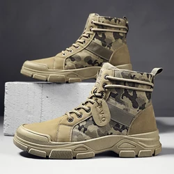 Camouflage Men's Spring Autumn Boots 2024 New Outdoor Work Boots Men Fashion Non-Slip Tooling Boots Men High Top Ankle Shoes Man