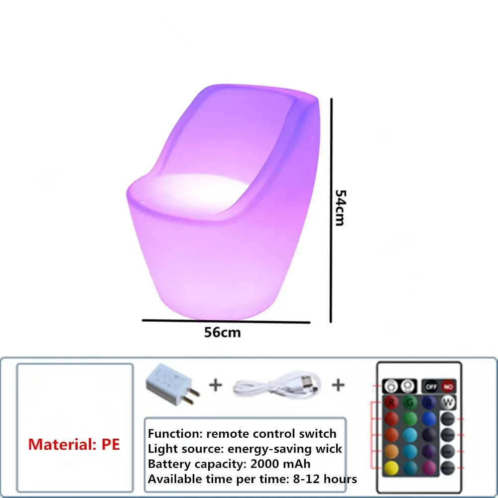 

New Led Furniture Rgb Rechargeable Led Illuminated Gaming Chair Waterproof Led Bar Chair Outdoor Use For Bar Ktv Disco