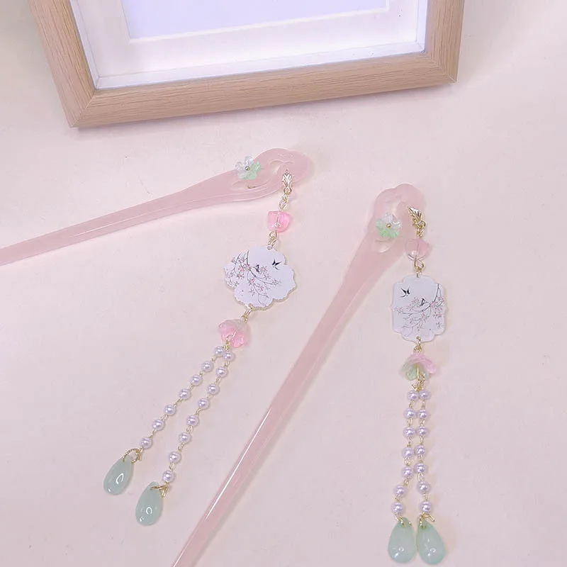 

New Chinese-style round fans, tassels, hairpins, women's ancient style, high-end Hanfu, hair accessories, hairpins and hairpins