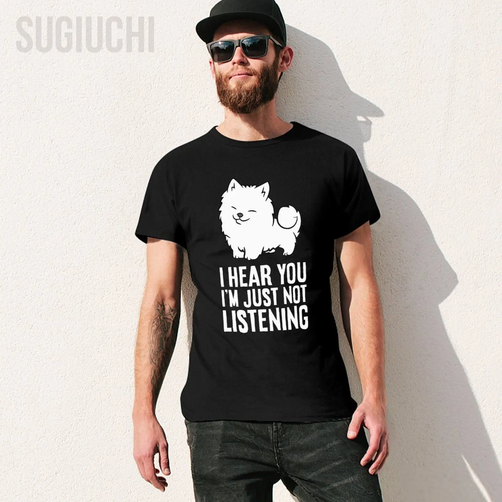 Unisex Men I Hear You I'm Just Not Listening Funny Samoyed Tshirt Tees T Shirts Women Boys 100% Cotton T-Shirt
