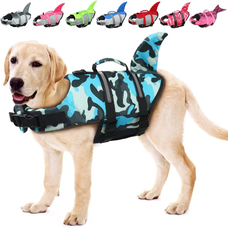 Pet Dog Life Jacket Vest Clothes Life Vest Collar Harness Pet Dog Swimming Summer Swimwear Clothes Camouflage Shark XS-2XL