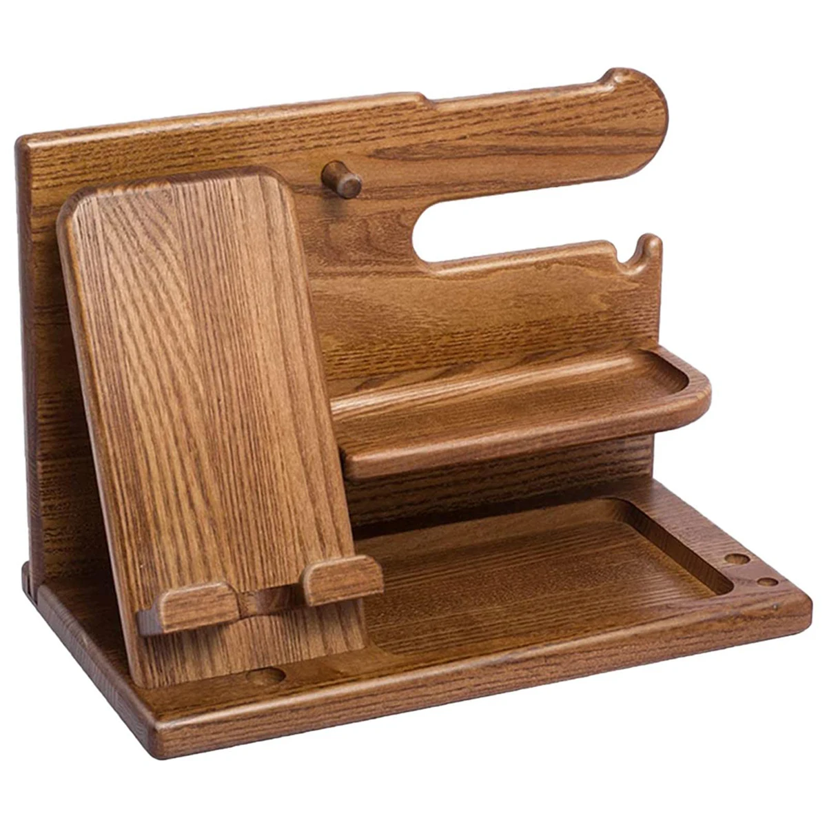 

Gifts for Men Wood Phone Docking Station Fathers Gift Nightstand Desk Organizer Gifts for Dad or for Him Birthday Anniversary