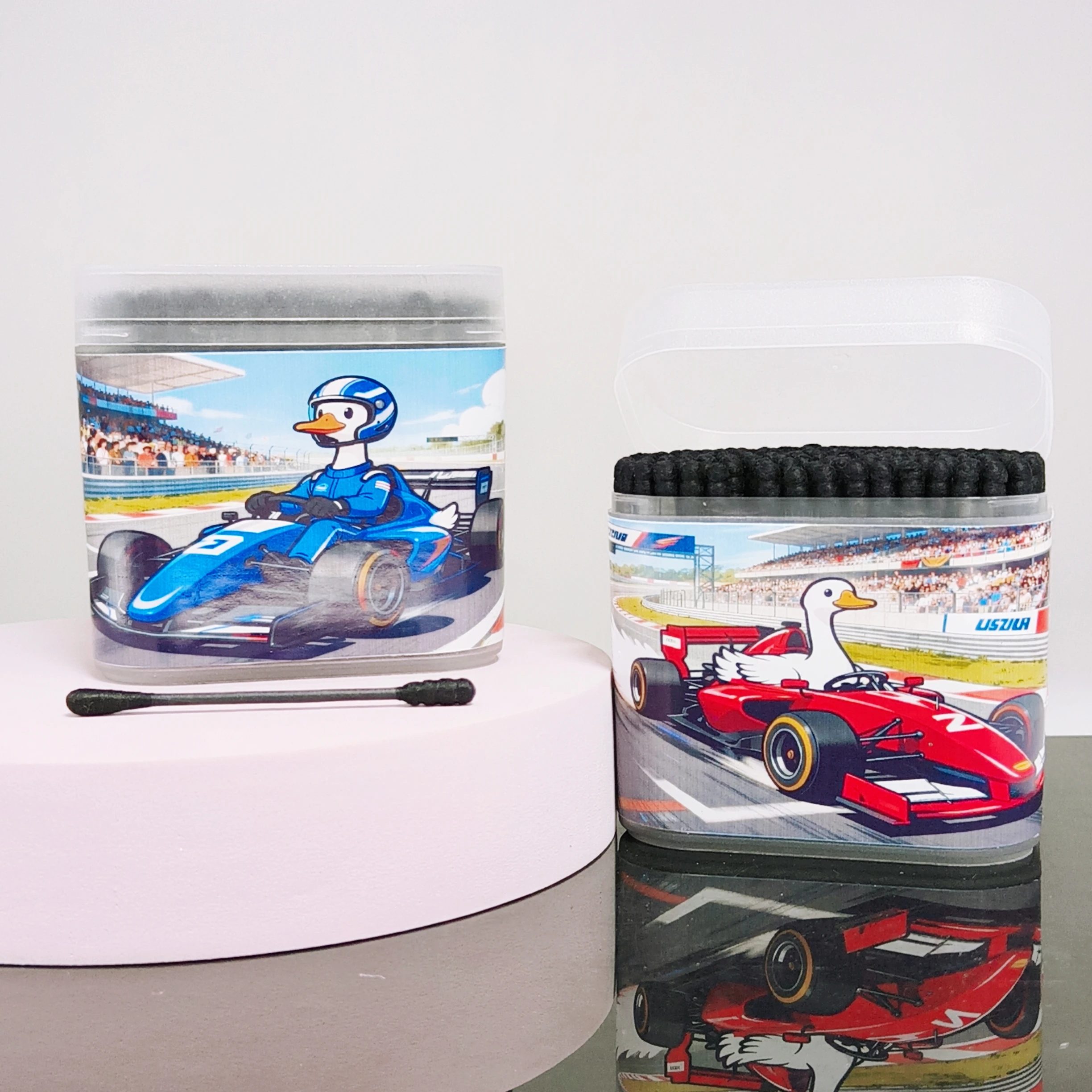 400PCS(2박스) 레이싱 구스 패턴 면봉 일상용품 블랙 양면 면봉