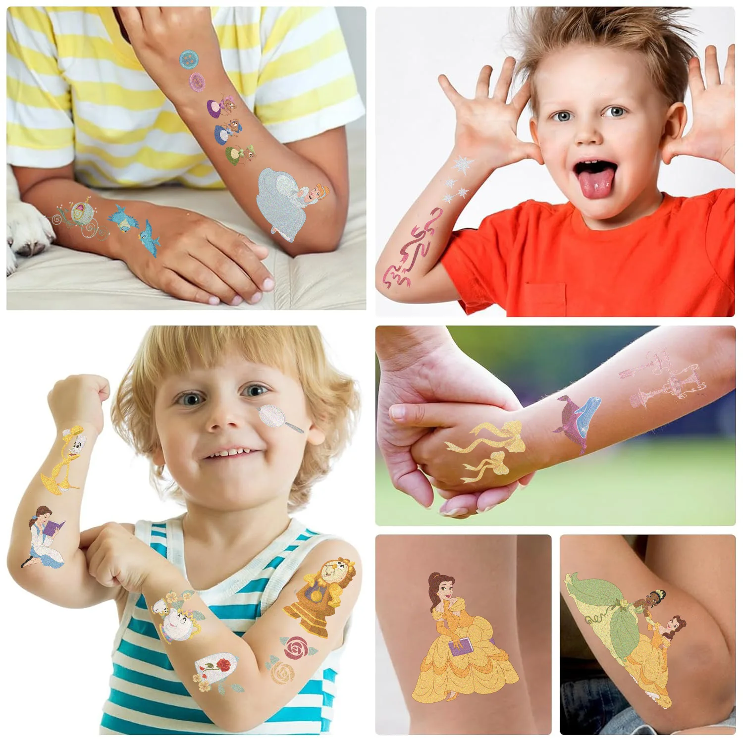 10 szt. Naklejki tatuaże Mała Syrenka Księżniczka na przyjęcie urodzinowe, kreskówkowe tatuaże tymczasowe anime, zabawka, naklejki, prezenty dla dzieci i chłopców