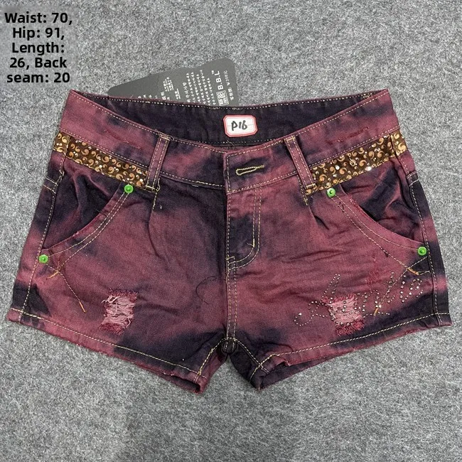 

Винтажные женские джинсы Y2K в стиле ретро Hot Girl Super orts Punk Nail Skull Millennium с низкой талией Non-mainstr