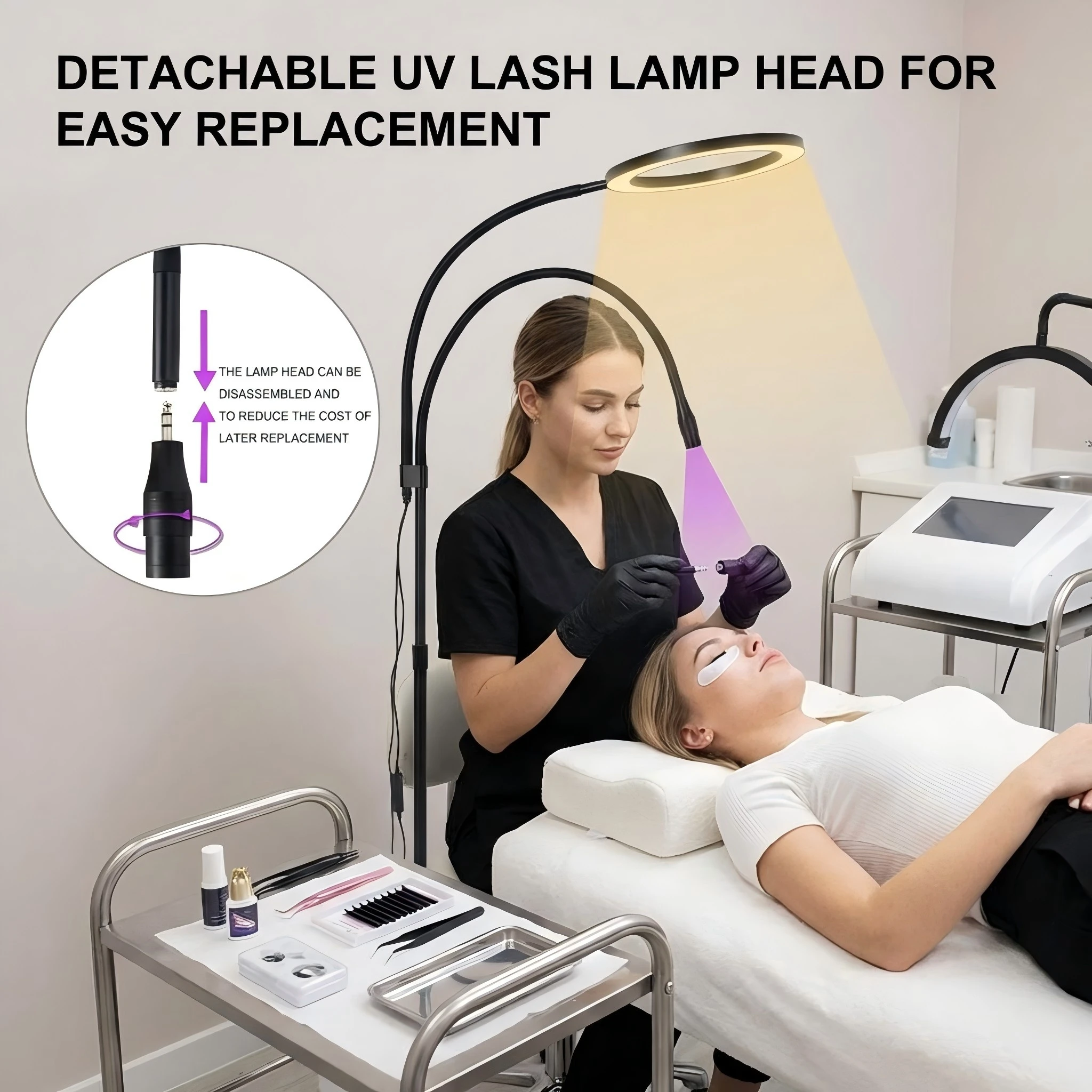 10W UV Lash Light for Eyelash with 18W Ring Light System 1S Fast Dryer UV Curing Lamp