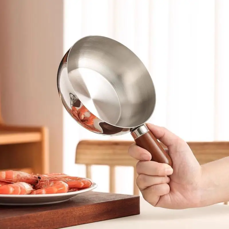 New Stainless Steel Instant Noodle Pot, Small Pot For One Person, High-value Appearance, Peach Wood Snack Pot, Small Cooking Pot