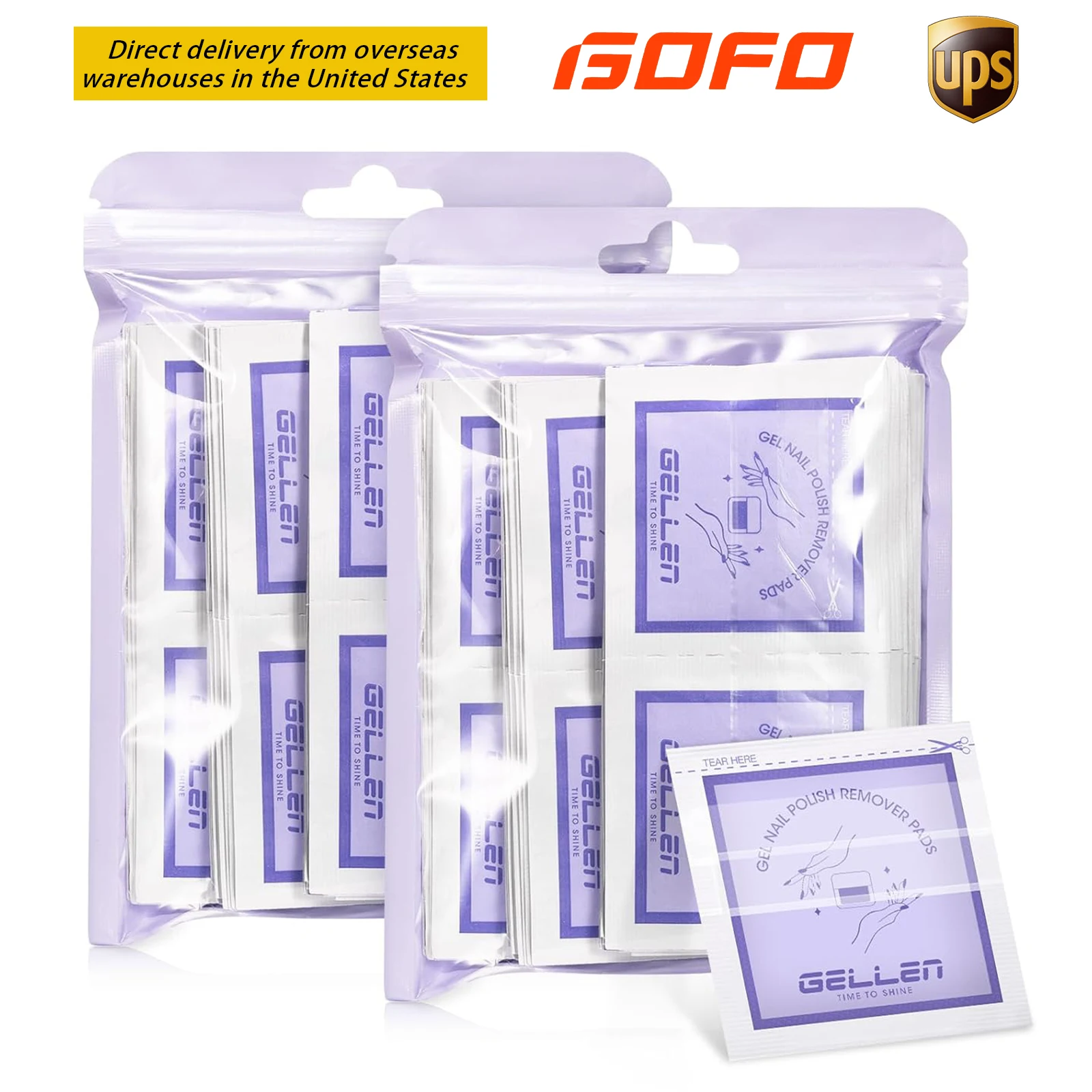 

GELLEN Nail Polish Remover Pads 100% Non Acetone Nails Supplies 100 Pack Wrapped Bulk Skin Care for Home Professional