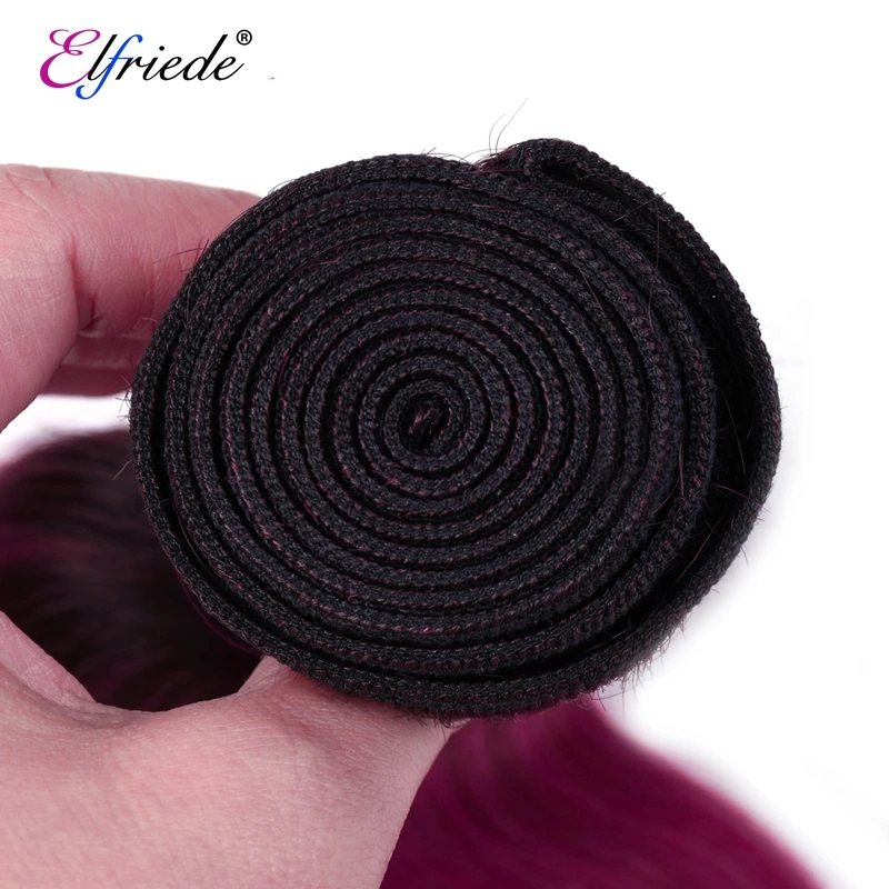 Elfriede #1B/Rose Purple Body Wave Human Hair Bundles with Frontal HD Transparent 13X4 Lace Frontal Hair Bundle Deal No Shedding