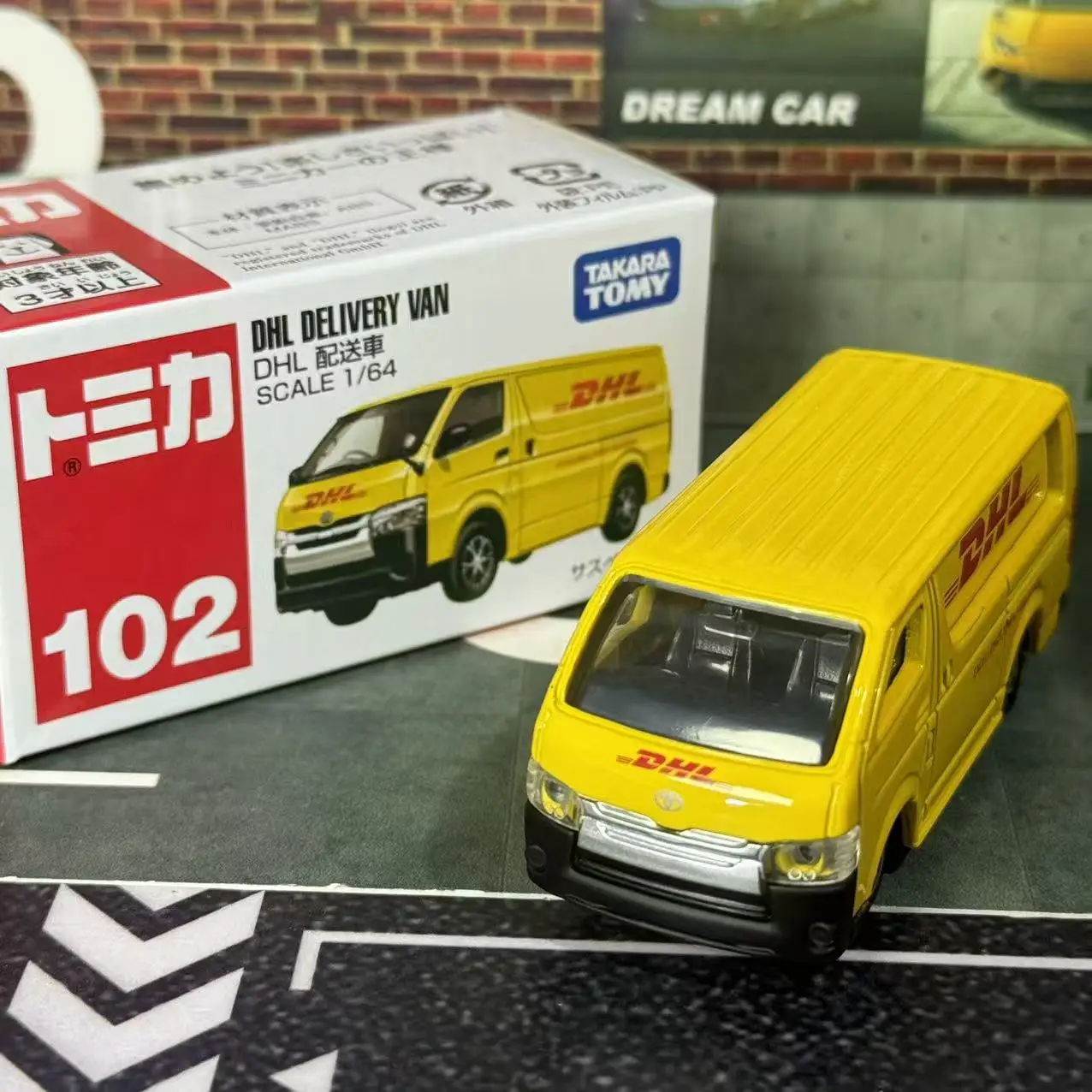 Takara Tomy Tomica No.102 DHL Delivery Car Diecast Alloy Model Car Replica Collection Toy Gift for Boys Kids