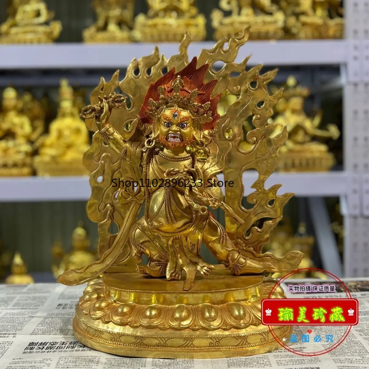 Vajra Hand Bodhisattva Buddha Statue 15 inches pure copper gilt Tibetan bronze statue one foot five high 46cm Buddhist Hall Supp