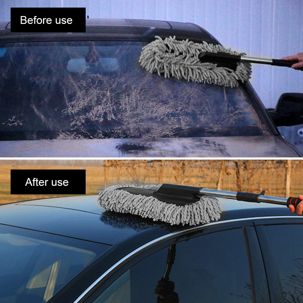 Car Cleaning Brush Window Duster Extendable Retractable Dust Wax Washable Drag