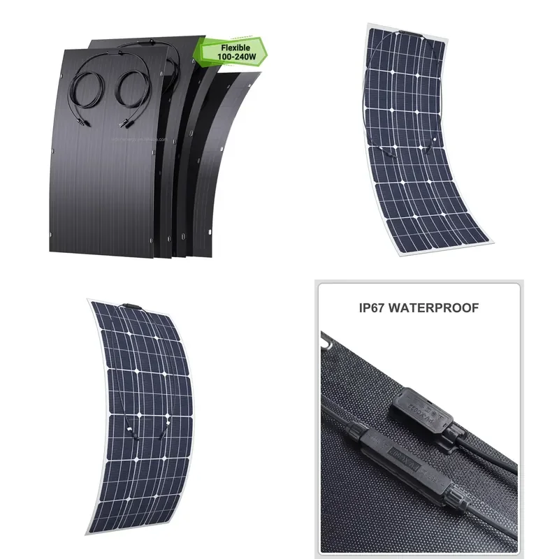 150W 200W 250W 300W 340W 375W 409W HPBC ETFE Flexible Solar Panel Narrow Width Custom Size for Vehicle Fence Wall