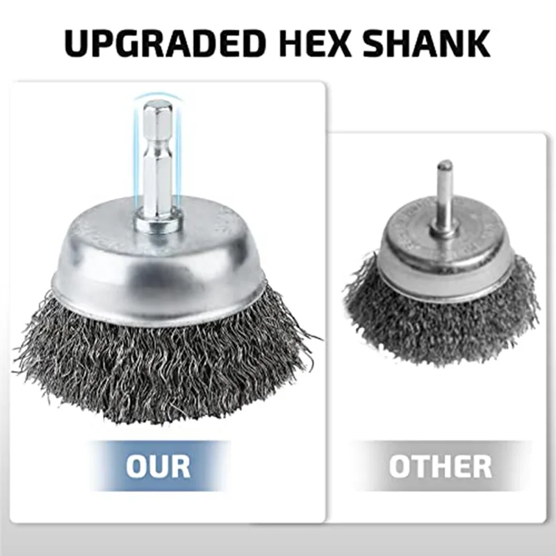 

AEE8-15 Pack Wire Brush Set Kit With 1/4 Inch Hex Shank, Wire Cup Brush For Drill, Mold Wire Brush For Drill Bit