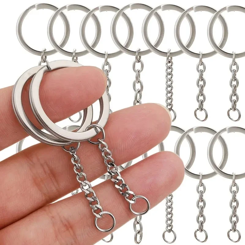 20pcs Silver Color Metal Blank Keyring Keychain Split Ring Keyfob Key Holder Rings DIY Findings Making Keychain Accessories ﻿