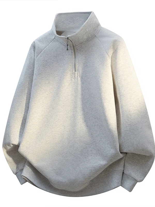 

Cotton Sweatshirt American Half Zipper Stand Collar Men's Spring Autumn Cleanfit Long Sleeve Base Shirt High Sensation Top Cl...