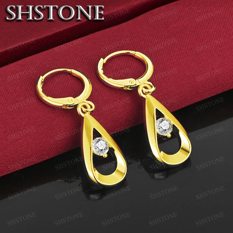 18K Gold Water Droplet Drop Earrings For Women earring Party Engagement Wedding Fashion Jewelry Birthday Gift