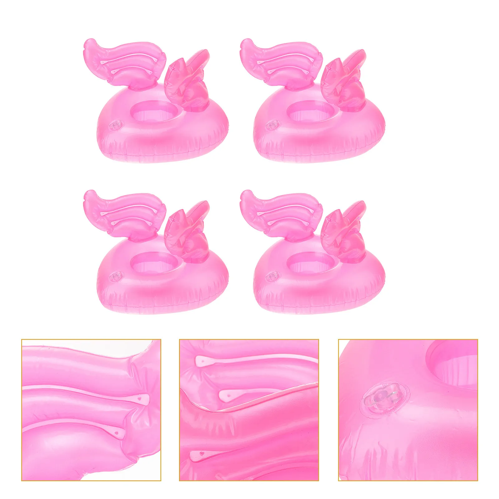 4 Stück aufblasbare Getränkehalter im Cartoon-Engel-Design, schwimmende Tassenmatten für den Pool, wiederverwendbar, Zubehör für Sommer-Pool-Partys