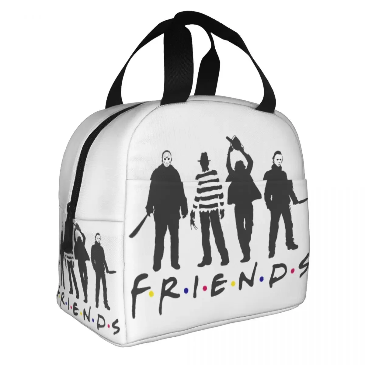 Horror Friends Pennywise Michael Myers Jason Voorhees Halloween Insulated Lunch Bag Cooler Bag Meal Container Tote Lunch Box