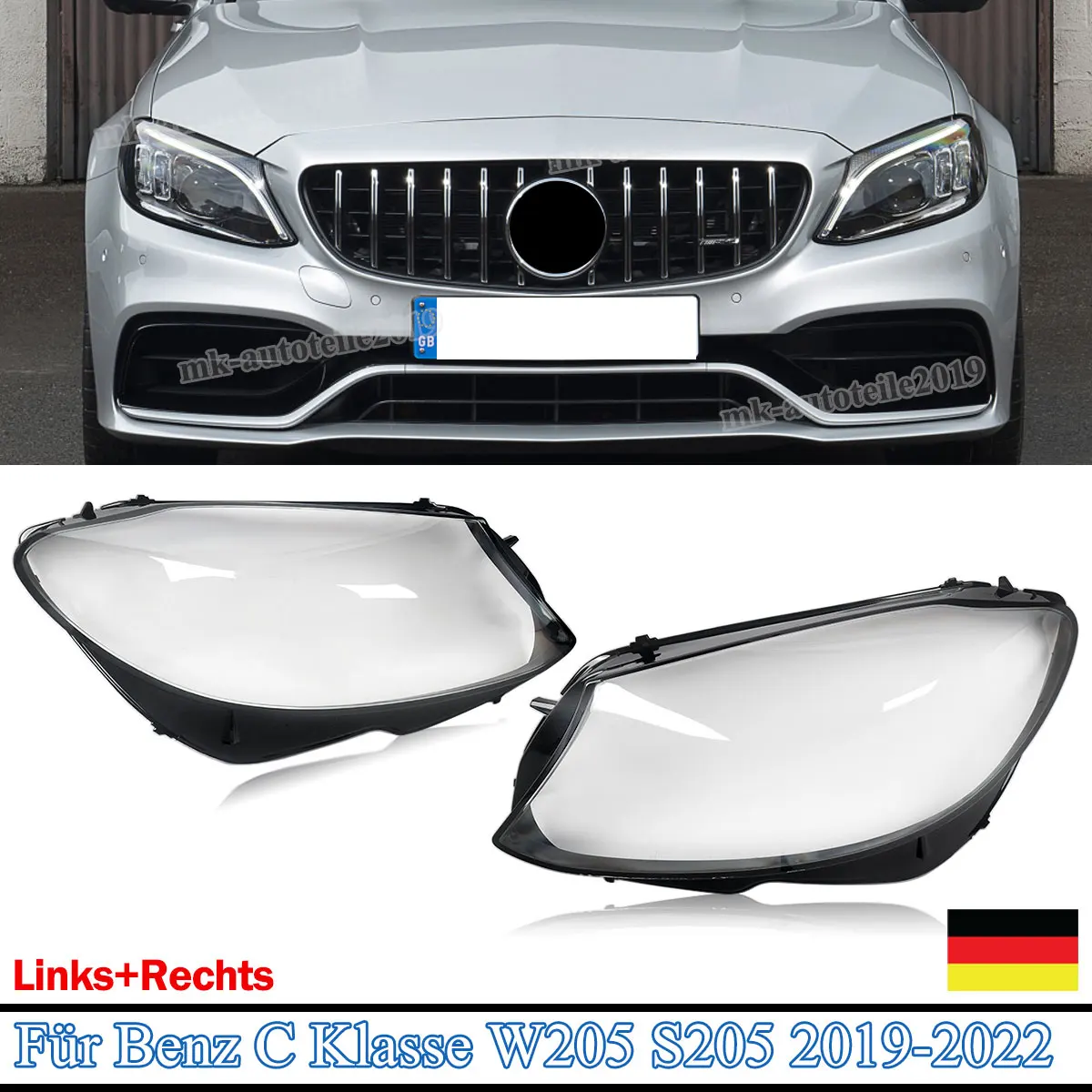 

MAGICKIT For Mercedes-Benz C-Class W205 2019-2020 Headlight Headlamp Lens Cover Polycarbonate CAR Accessories