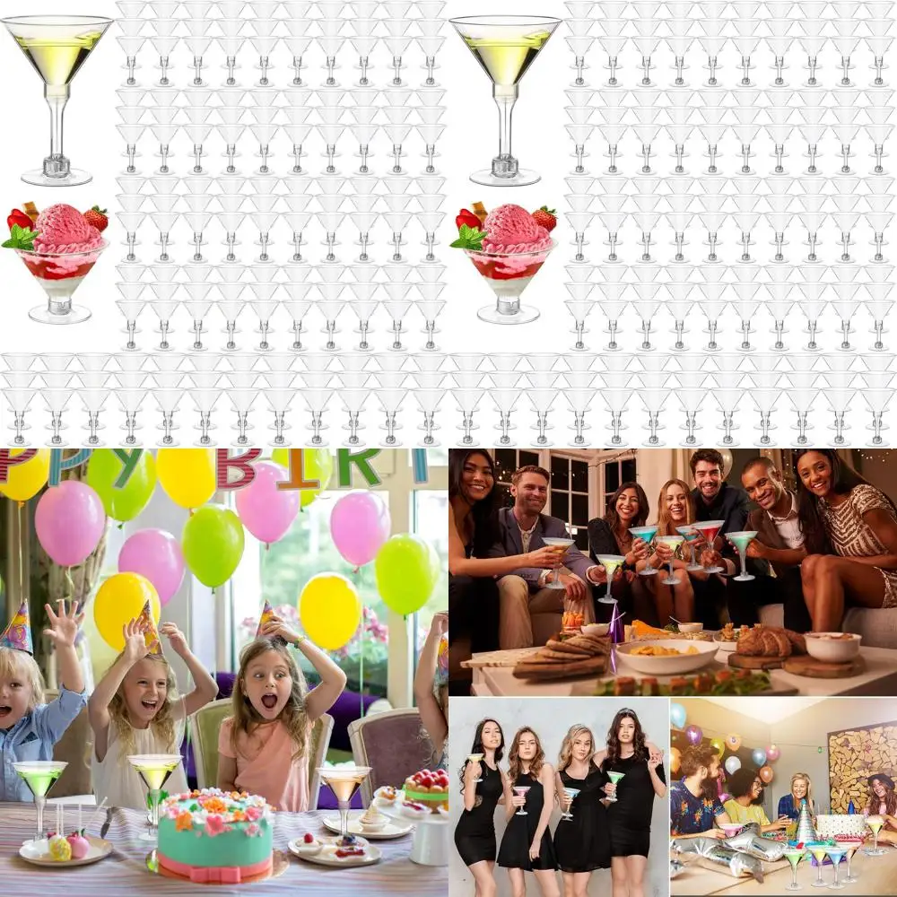 

Set of 200 Disposable 5 oz Plastic Martini Glasses for Cocktails, Wine, and Desserts - Ideal for Parties and Events