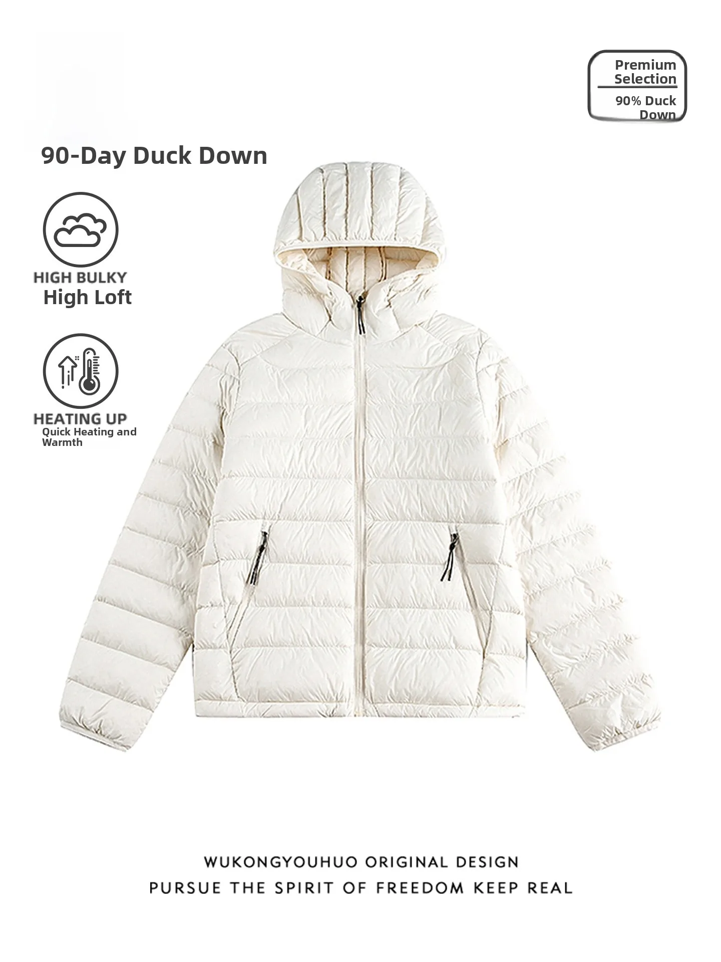 

Lightweight down Jaet Men's Casual Hooded Coat 90% White Du down Anti-Wear Tee-in-One Inner Warm Outdoor Wear