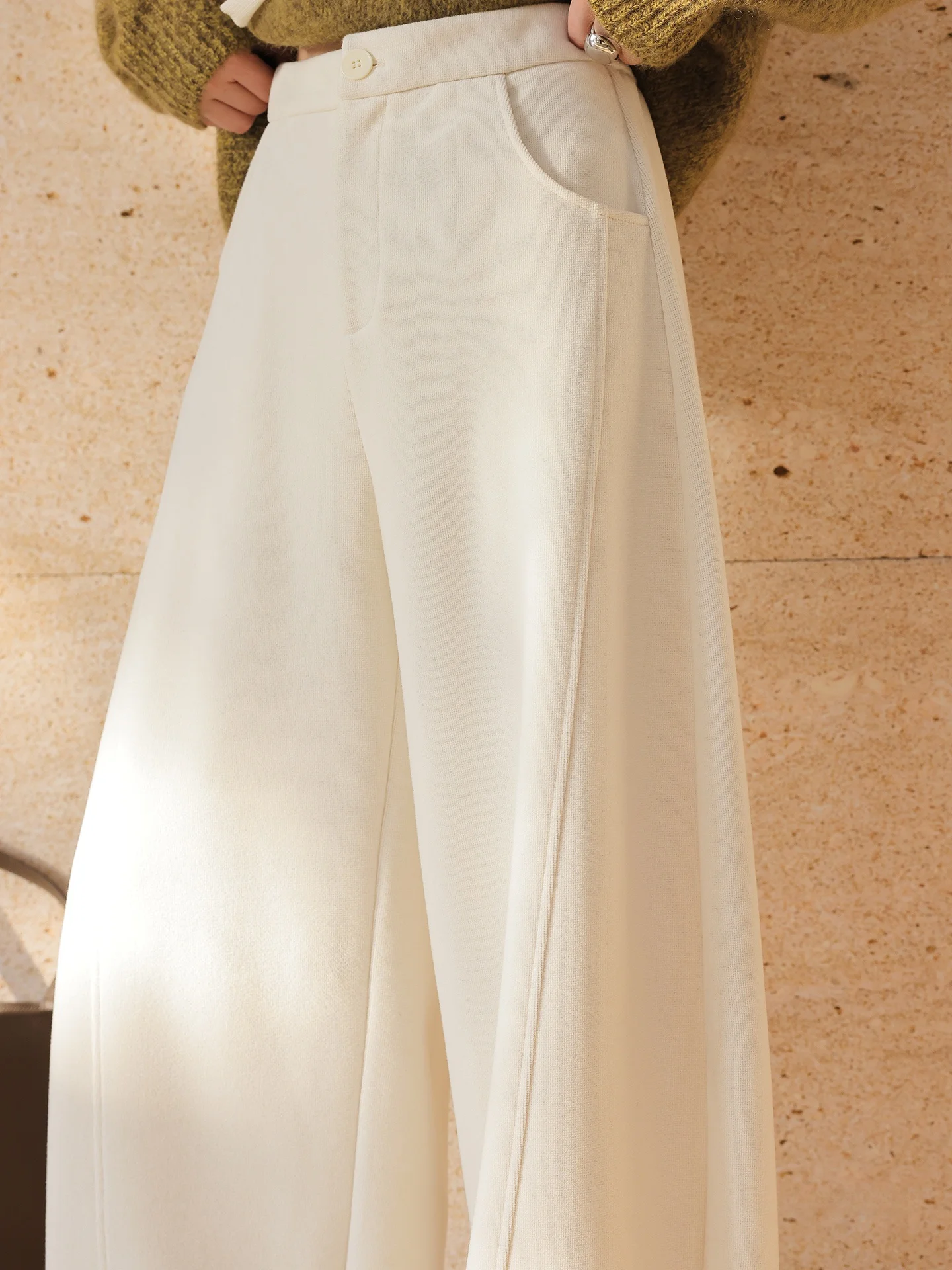 JWUNIQUE Cloud Slippers Straight Leg Casual Pants Women's Spring Autumn Drapey Wide Leg Pants Simple Style Natural Waist