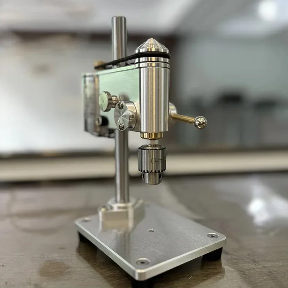 Mini perforadora de banco de velocidad ajustable de 220 V, perforación de precisión de 0,4-4 mm para reparación de relojes con adaptador de corriente