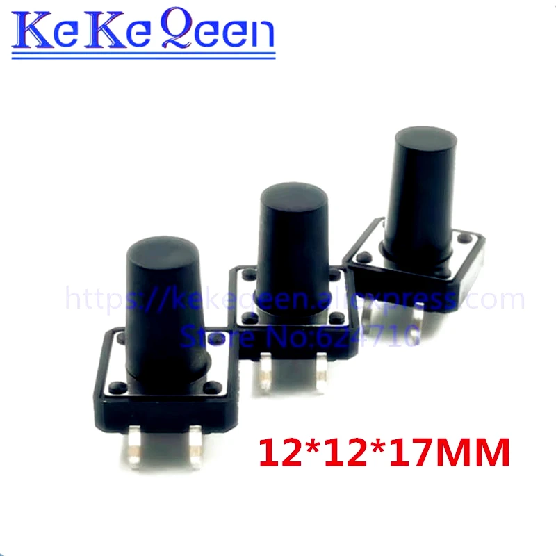 50Pcs/Lot 12*12*17mm 12x12x17MM Touch Button Micro Switch Direct Plug-in Self-reset 12*12*17 keys button DIP 4PIN 12*12*17