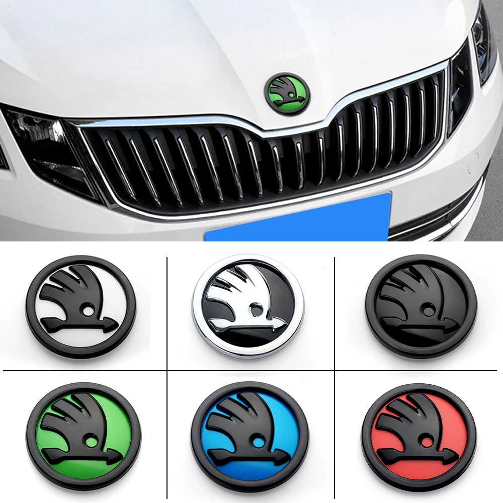 80/90mm Car Front Rear Custom Emblem Stickers Accessory For Skoda Octavia Fabia Rapid Superb Yeti Enyaq Kodiaq Kamiq Karoq Scala