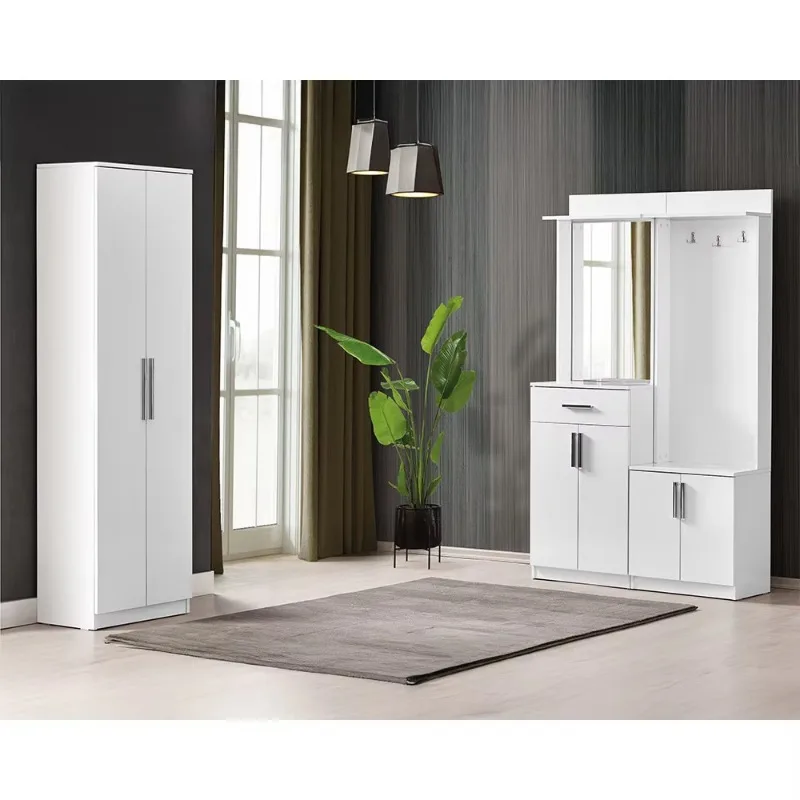 Fully Customizable 3-Piece White Modular Cloakroom Set with Personalized Design for Wardrobes Made in Turkey