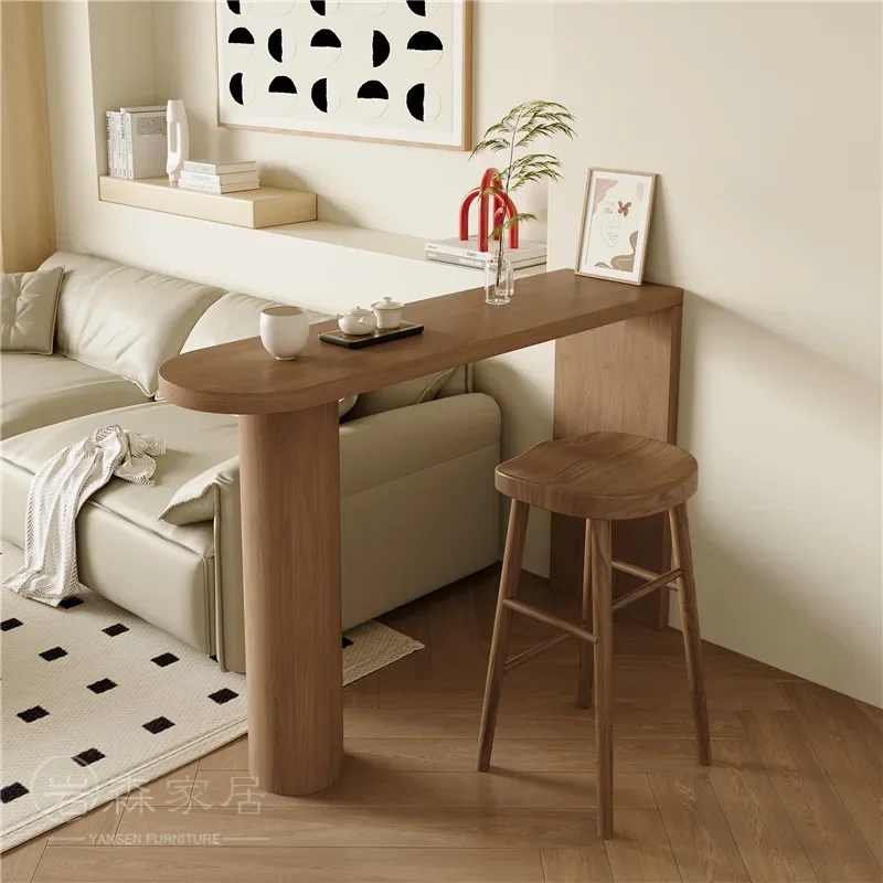 Table Basse Longue en Bois Massif Contre le Mur pour la Maison, Grande Table de Bar, Salon Simple, délégations, Cloison, Bureau