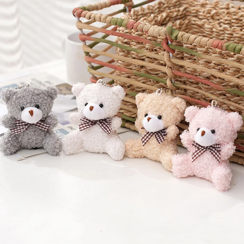 Cute Soft Stuffed Bear Mini Teddy Bear Dolls Plush Toys Key Chain Party Wedding Xmas Decoration Gifts Kids Keychain Pendant Doll