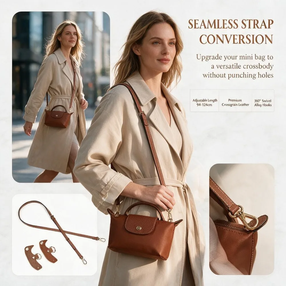 Hardware Accessories Longxiang Mini Bag Shoulder Strap No Punching Leather Buckle Modification Crossbody Strap