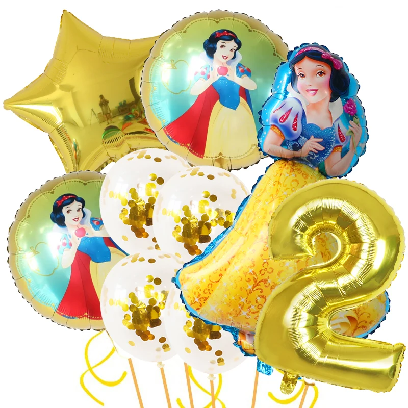 Snow White Foil Balloons Set Happy Birthday Party Decoration Disney Snow White Girls Party Gifts Supplies 12inch Latex Globlos