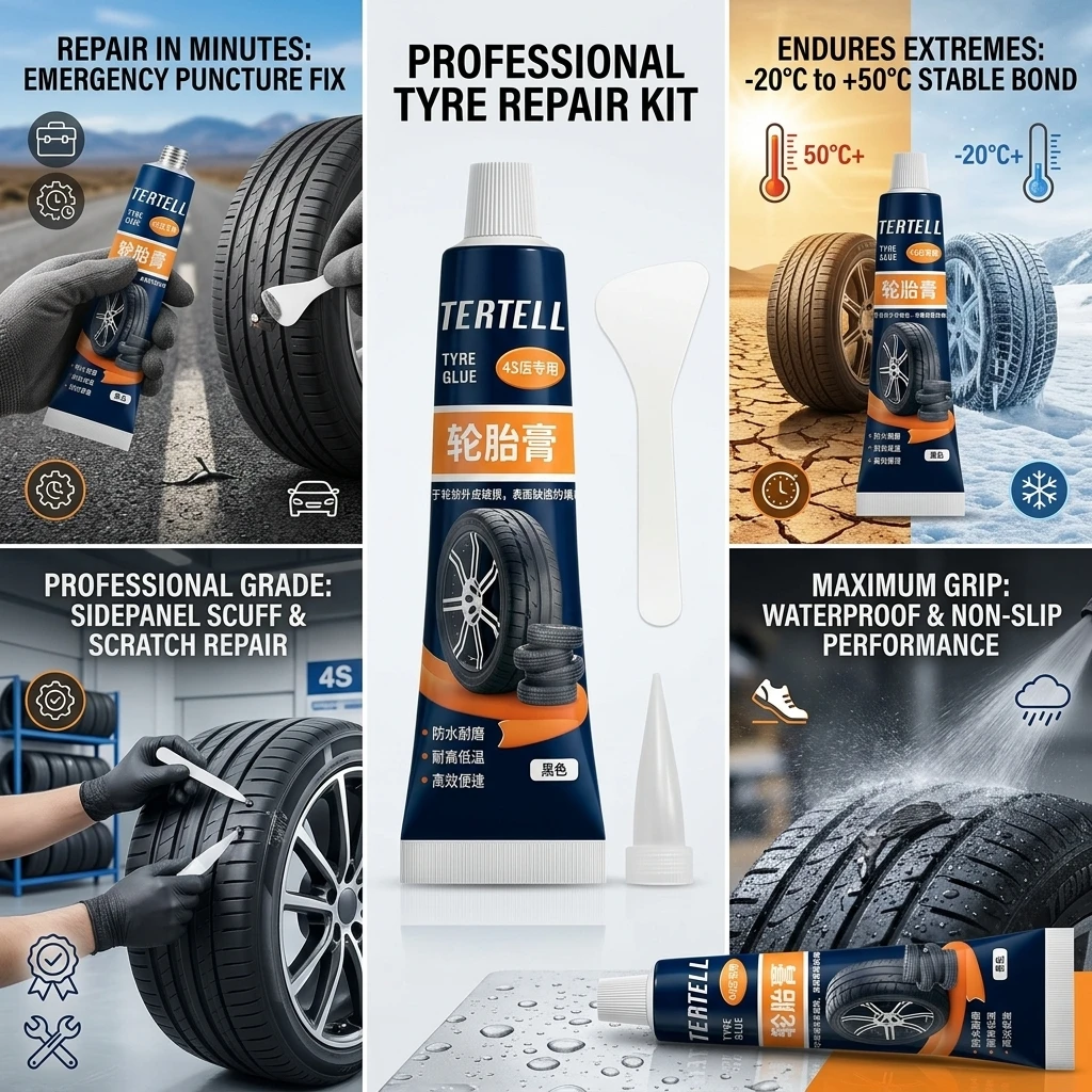 1/3/5pc Multifunctional Liquid Tire Rubber Glue Crack Glue Rubber Puncture Sidewall Adhesive Repair Rubber Glue 30ml Tire Repair