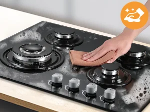 60cm Einbau-Gaskochfeld mit 4 Brennern | Auto-Thermoelement & Sicherheitsschloss | 4-Zonen-Herd aus gehärtetem Glas 8060W mit automatischer Zündung – Detail 9