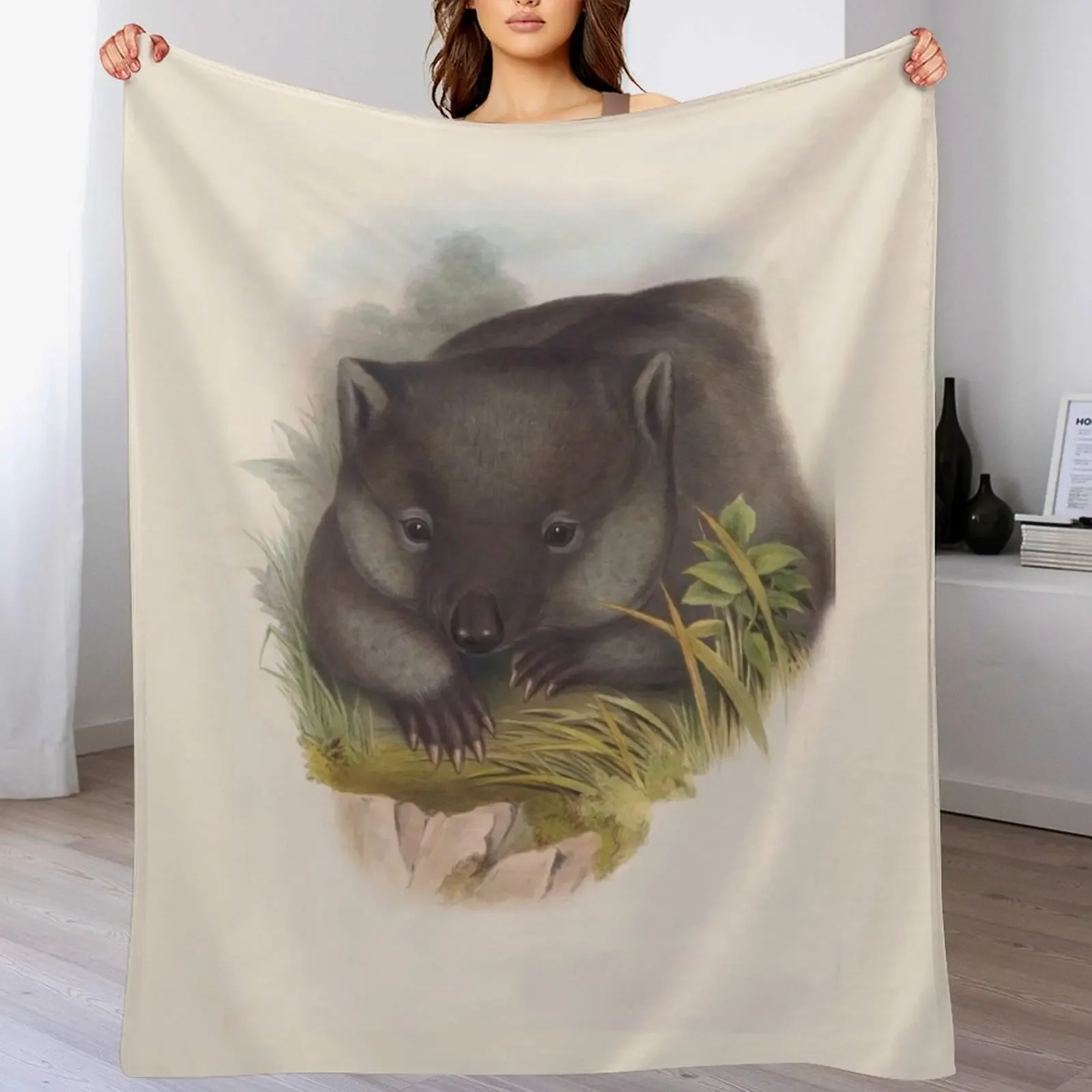 Phascolomy's Wombat (Common Wombat) by Henry Richter Throw Blanket Fashion Sofas Baby Luxury Blankets