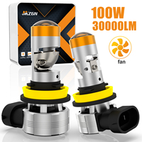 MZGN 2Pcs H7 H18 9005 9006 9012 H11 H4 HB3 HB4  Bi LED Projector Lens Headlight Bulb Turbo 30000lm Lamp,Car Led Lights  6000K  ﻿