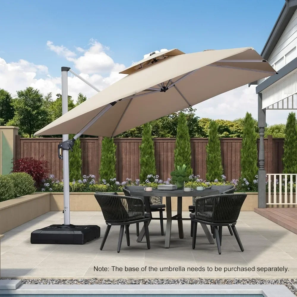 

10ft Patio Umbrella Outdoor Square Large Cantilever Windproof Offset and Heavy Duty Sun Umbrella for Garden Deck Pool, Beige