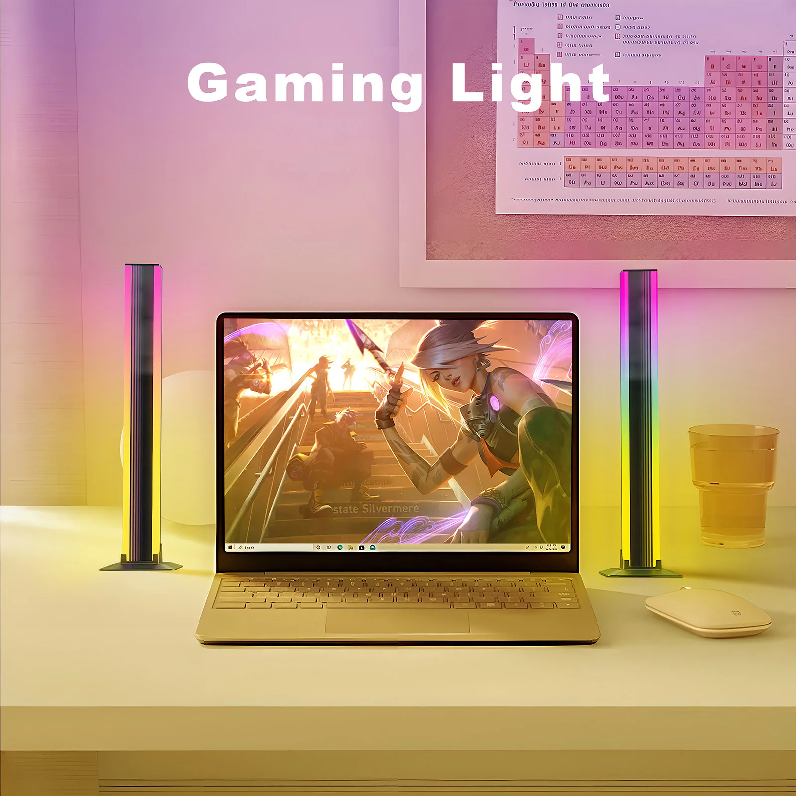 2pcs Smart RGB Light Bar With Remote APP Control LED Ambient Lamp Bars Gaming Backlight Decoration Color Changing Table Lamps