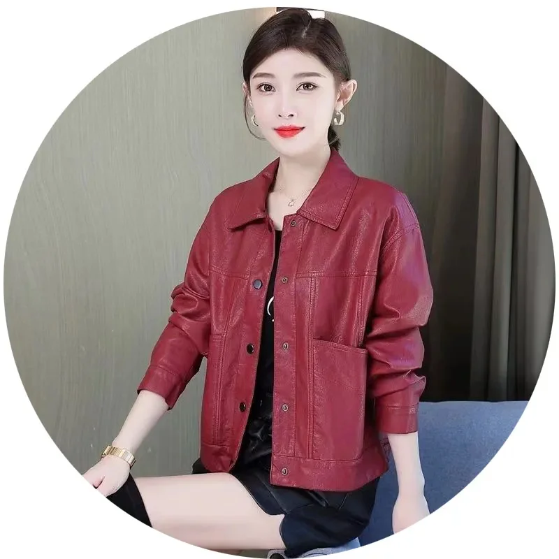 Caramel Leather Jacket Women's Short Soft Leather Jacket Popular Fashion Fragrance Temperament 2024 Spring Autumn Lapel Jackets