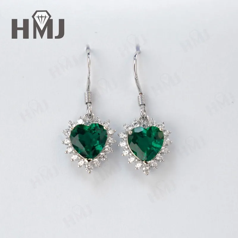 Ohrringe Rubin Smaragd Laborgezüchtete Edelsteine Herzschliff 925 Silber Vergoldet mit 18K Gold Luxuriöser Trendiger Vintage Feiner Schmuck Charms – Detail 6