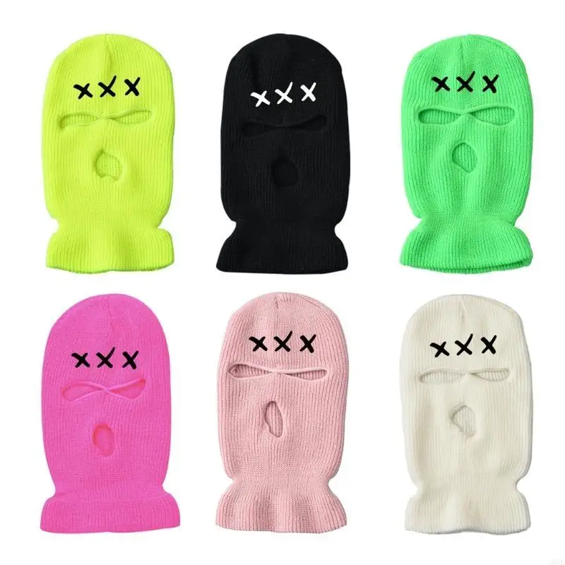 Creative Winter Balaclava Full Face Cover Letter X Knitted Mask for Cold Wea