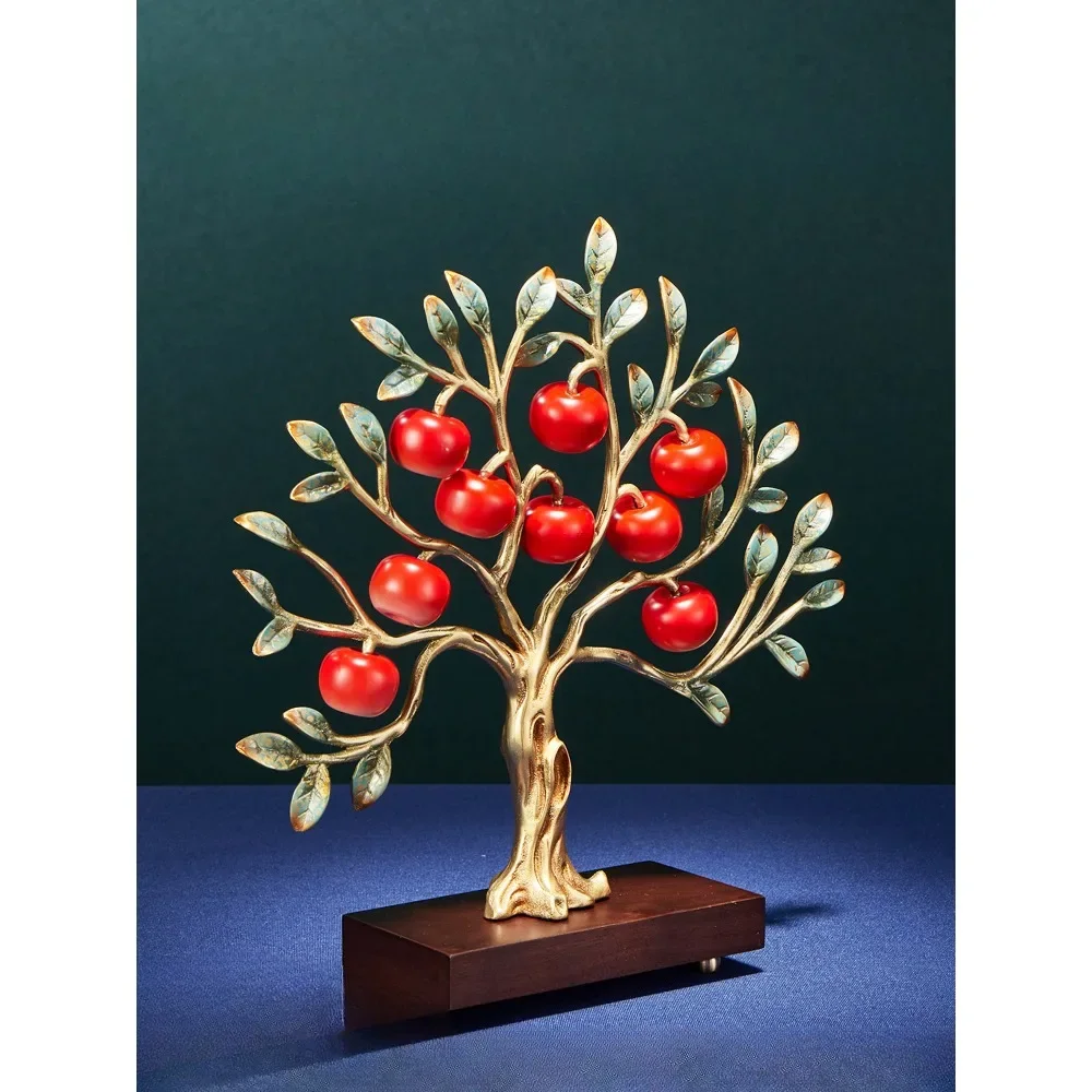 Four Seasons Flat Safety Copper Apple Fortune Tree Entrance Decoration Ornaments Moving Gifts Housewarming New Home Gifts