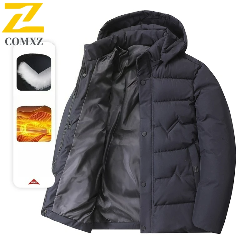 

Plus Size Winter Jacket Men LeisureOutdoors Travel Detachable Hood Thermal Windproof Coat Camping Adventure Lightweight Parka