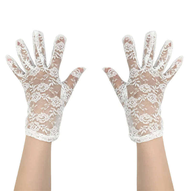 Gloves Women Short Lace UV Protection Wedding Bridal Elegant Charming Breathable Lightweight Ivory Car Scooter