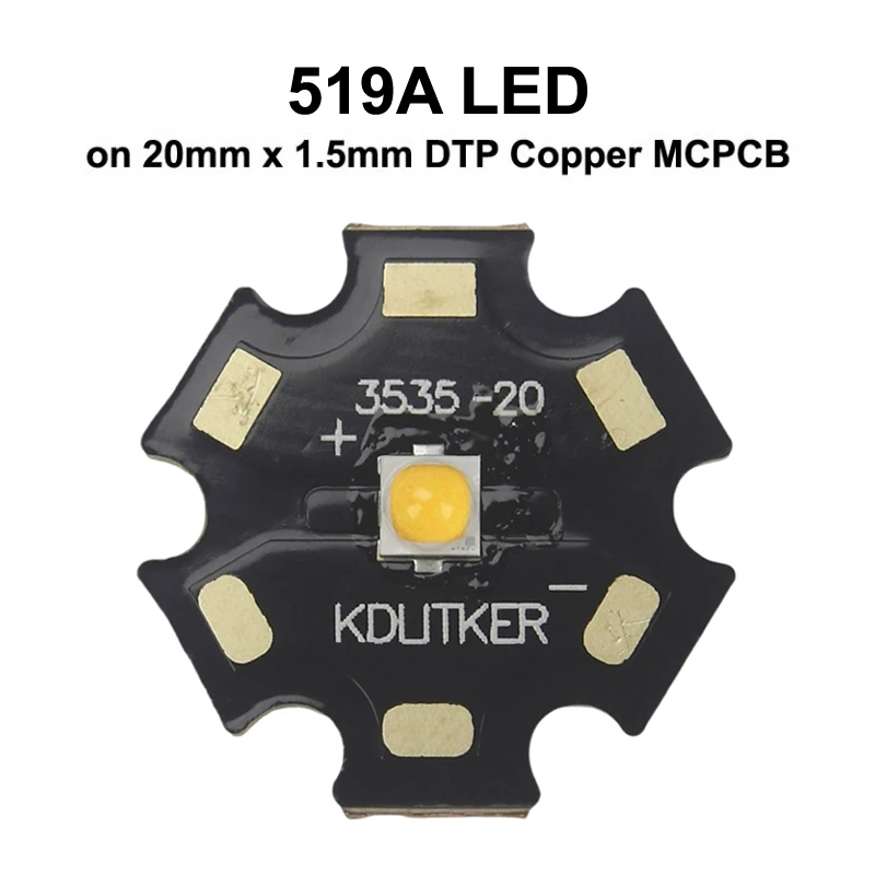 519A 7.04W 2200mA 5700K 5000K 4500K 4000K 3500K 3000K 2700K CRI90 SMD 3535 LED Emitter on KDLitker DTP Copper MCPCB