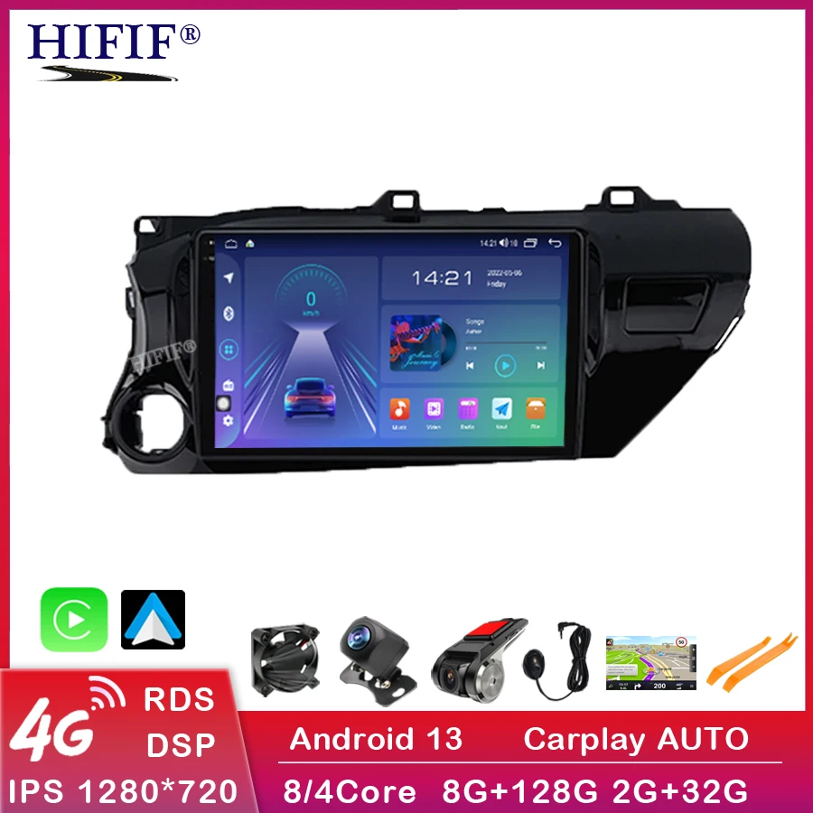 

Android 13 Auto Carplay 2 Din Car Radio Multimedia Toyota Hilux Pick Up AN120 2015 - 2020 RHD Stereo Video Player GPS WIFI+4G BT